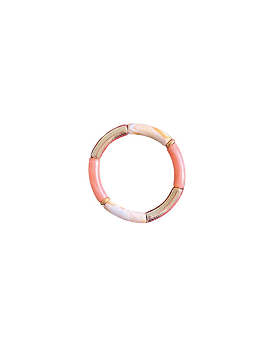 Bracelet rose, blanc marbré et doré