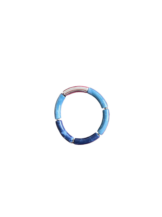 Bracelet nuances de bleu et argenté