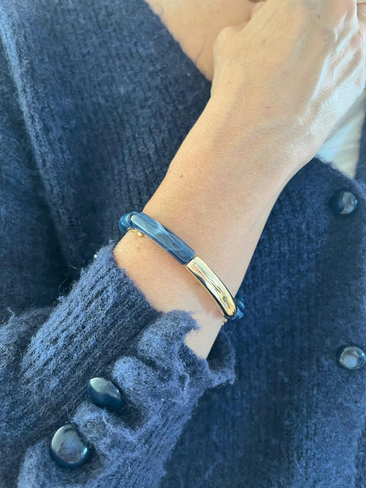 Bracelet bleu nuit et doré