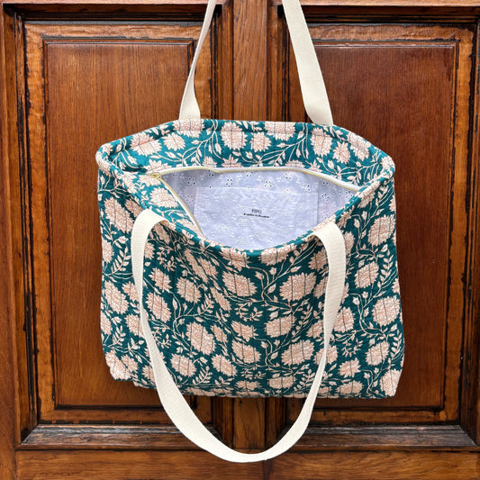 Sac cabas zippé - Céleste