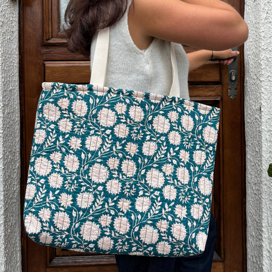 Sac cabas zippé - Céleste