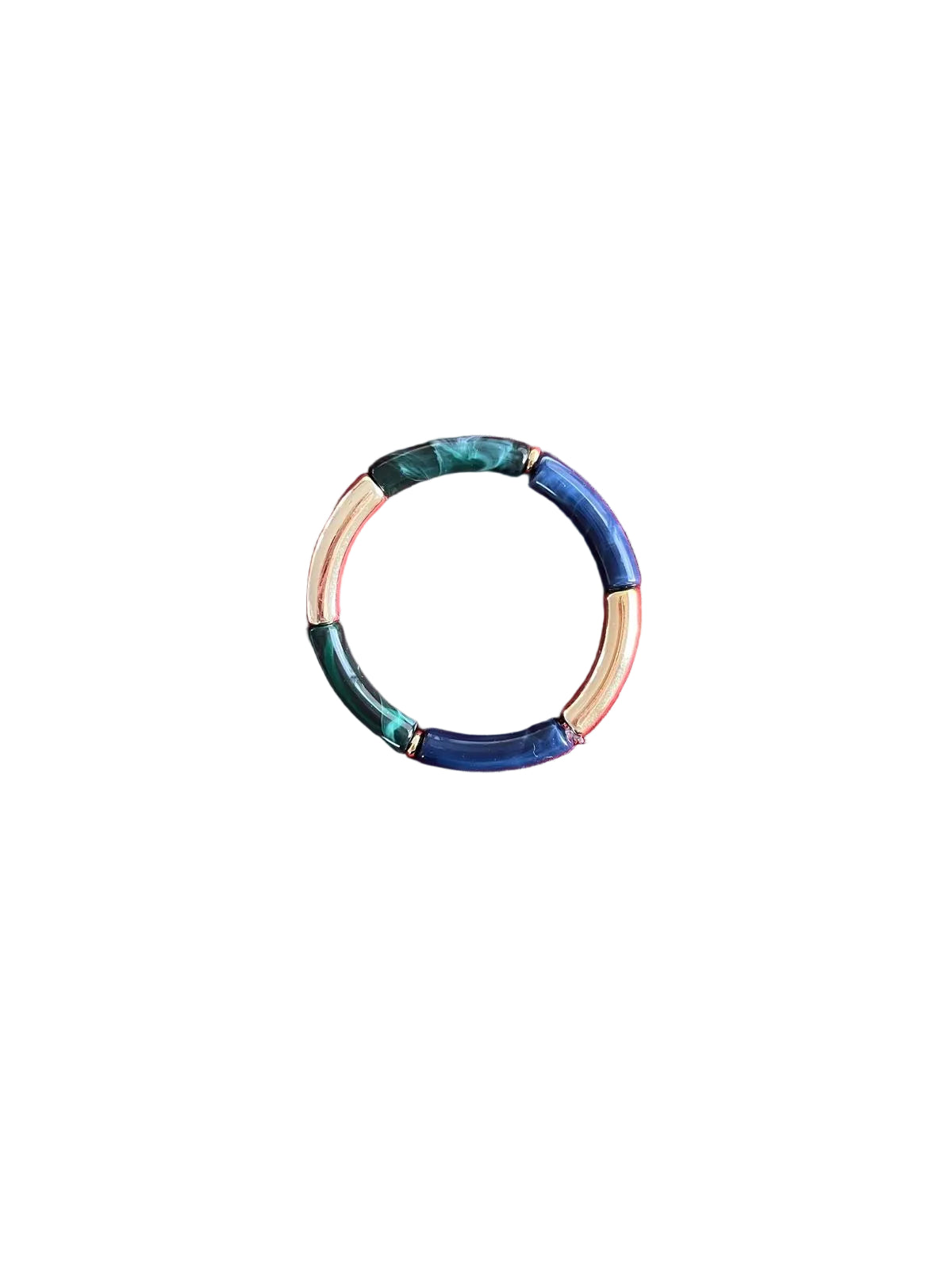 Bracelet vert, bleu et doré