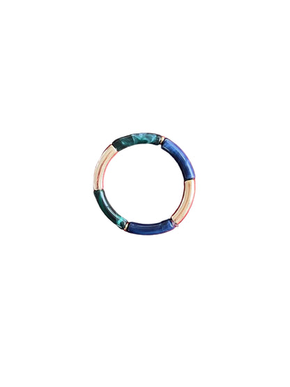 Bracelet vert, bleu et doré
