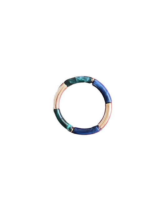 Bracelet vert, bleu et doré