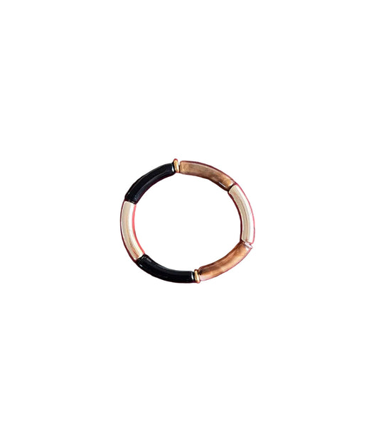 Bracelet noir, doré et marron marbré