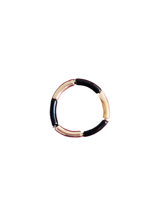 Bracelet noir, doré et ocre