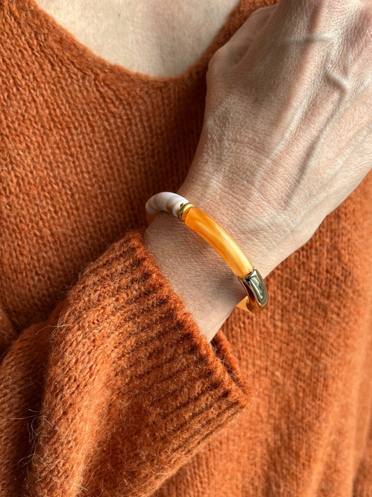 Bracelet orange et blanc marbré