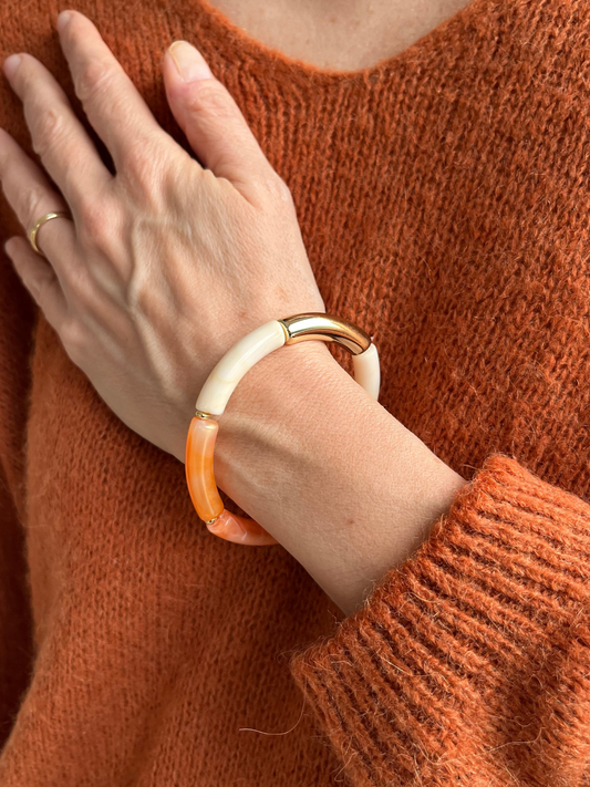 Bracelet nuances d'orange et blanc marbré