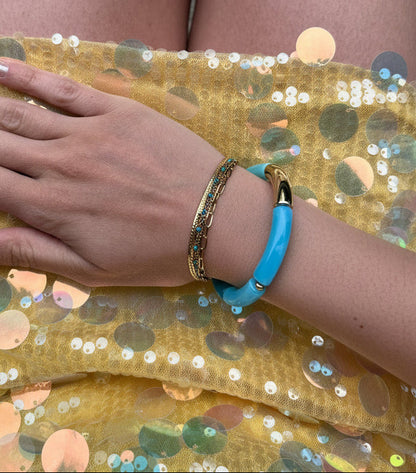bracelet nuances turquoises et doré