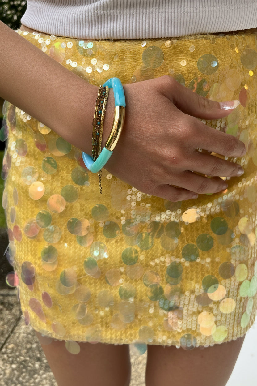 bracelet nuances turquoises et doré