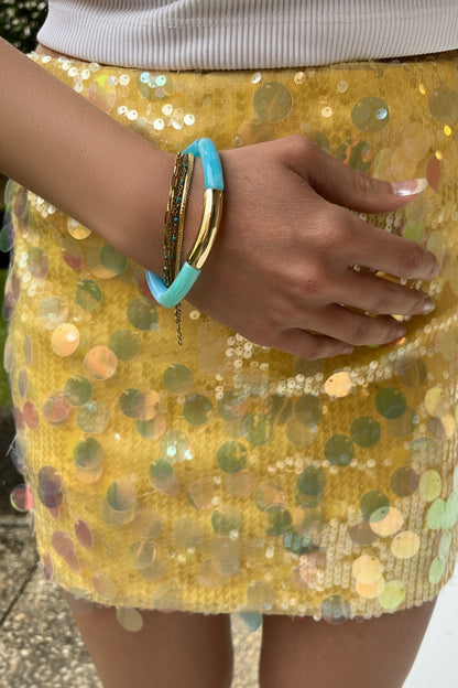 bracelet nuances turquoises et doré