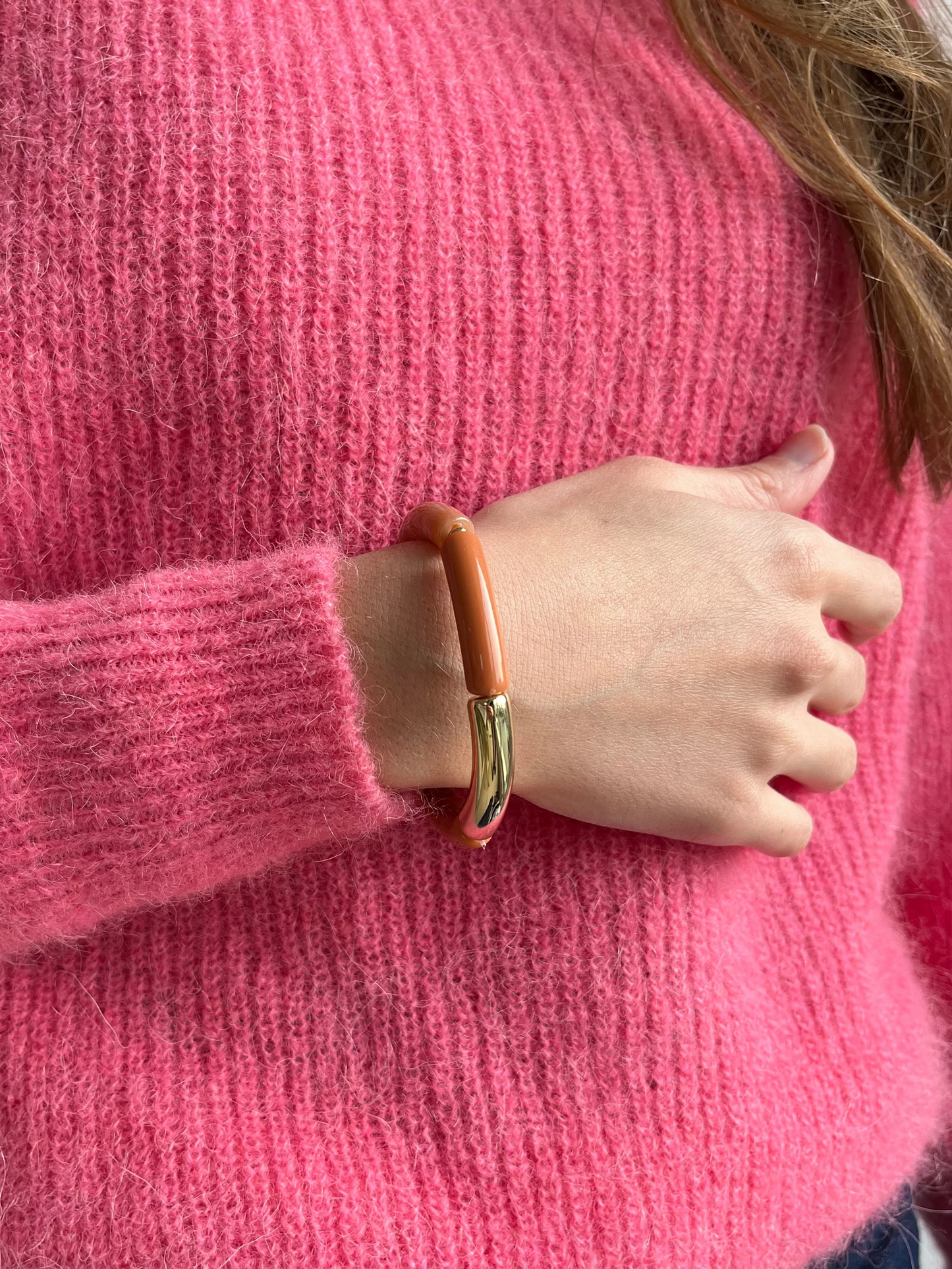 Bracelet rose corail et doré
