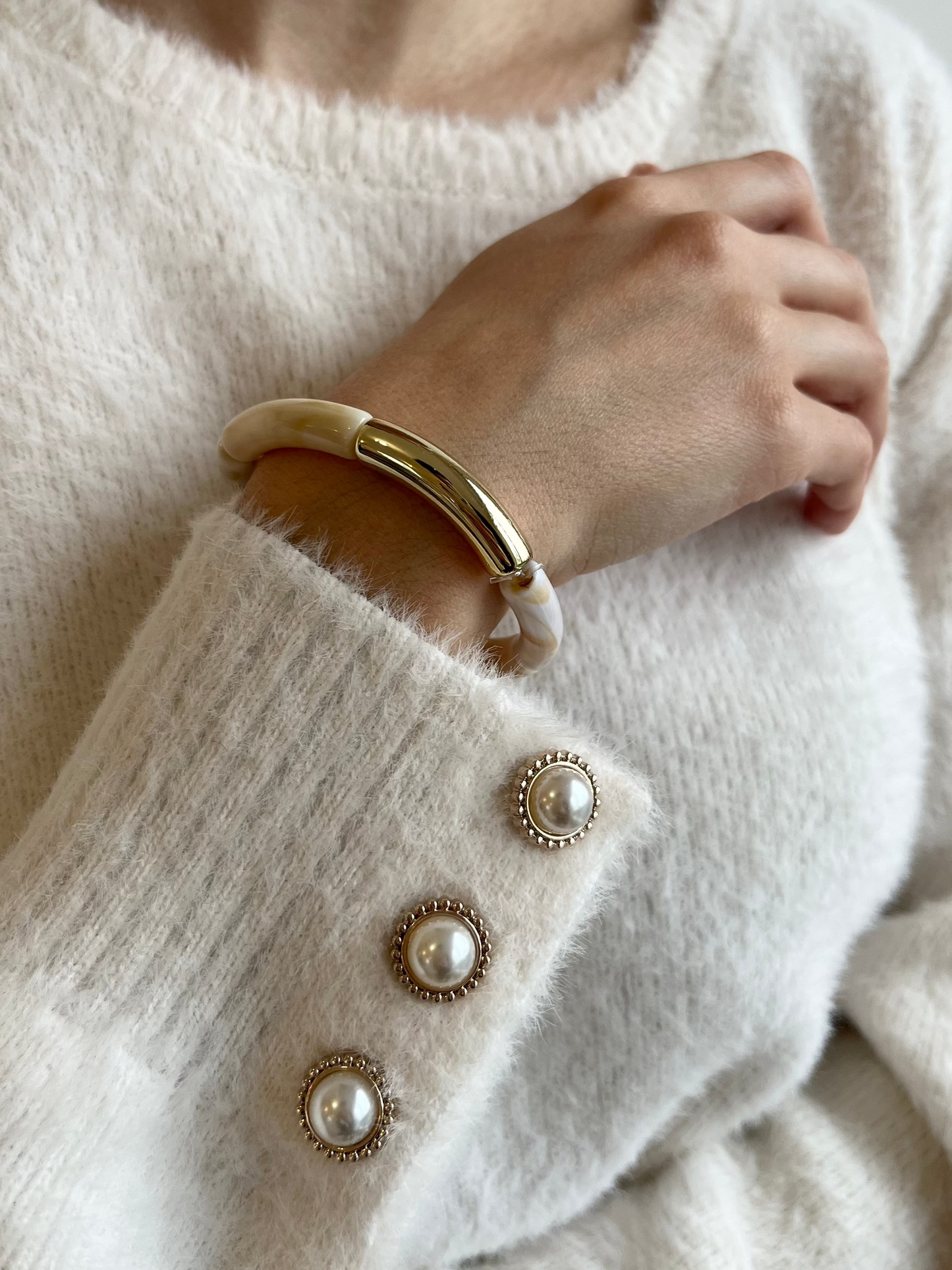 Bracelet marbré et blanc cassé