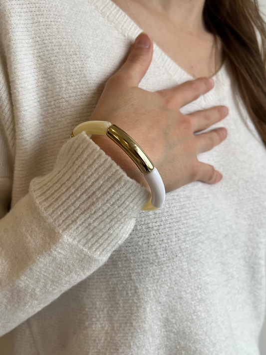 Bracelet blanc et beige