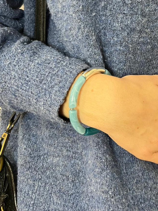 Bracelet nuances de bleu gris et argenté