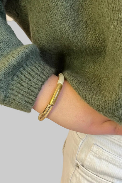 Bracelet nuances de kaki et ivoire