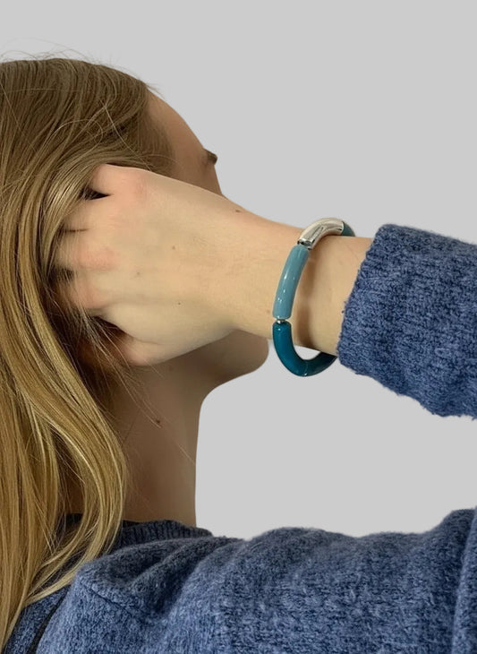 Bracelet bleu turquoise et argenté