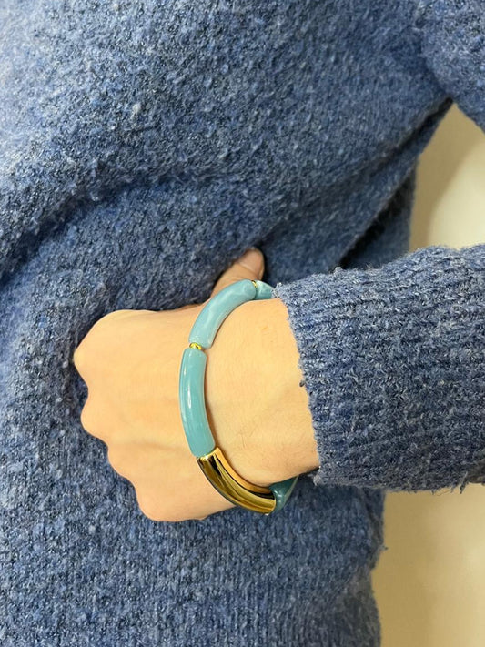 Bracelet bleu turquoise et doré