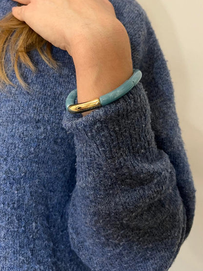 Bracelet bleu turquoise et doré