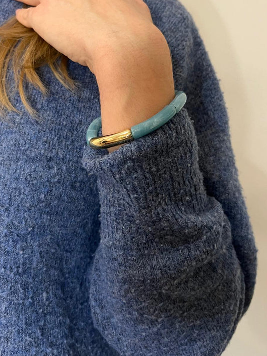 Bracelet bleu turquoise et doré
