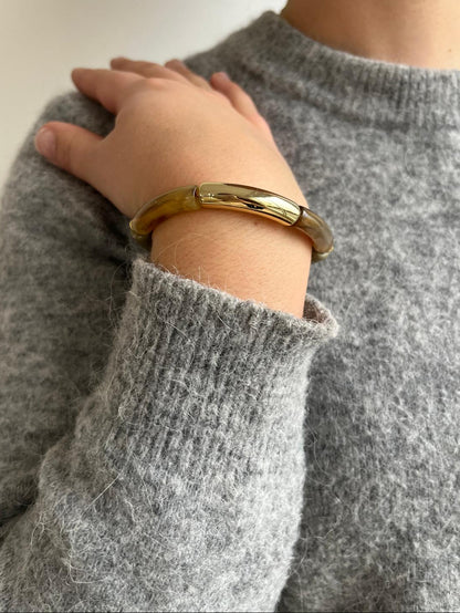 Bracelet kaki, doré, marron et ocre