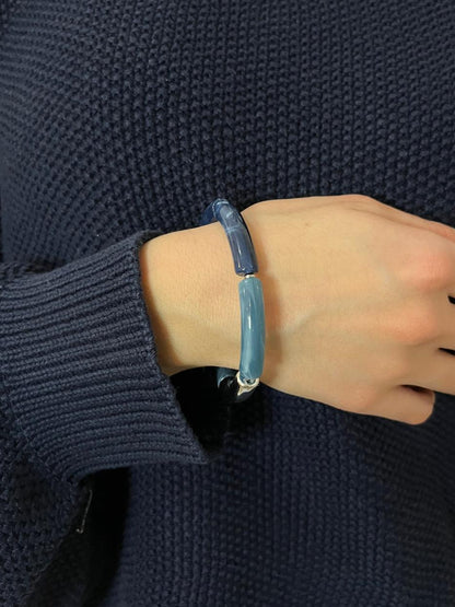 Bracelet nuances de bleu et argenté