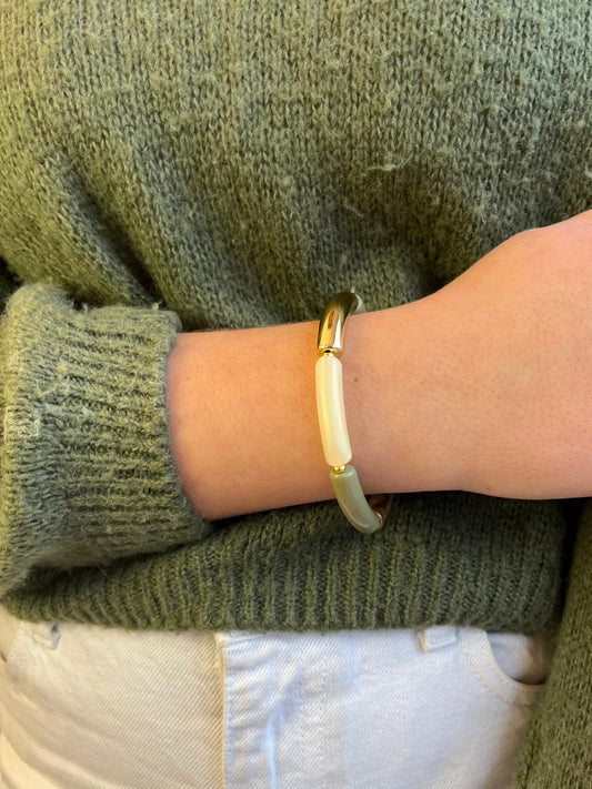 Bracelet ivoire et kaki