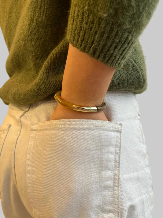 Bracelet nuances de kaki et doré